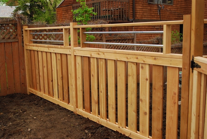 Metal and wood fence and gate